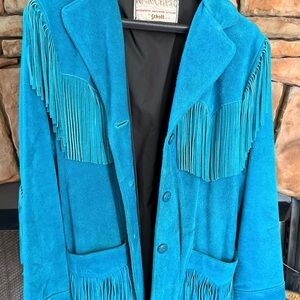 Vintage Rancher by Schott Women's Vibrant Blue Fringe Jacket